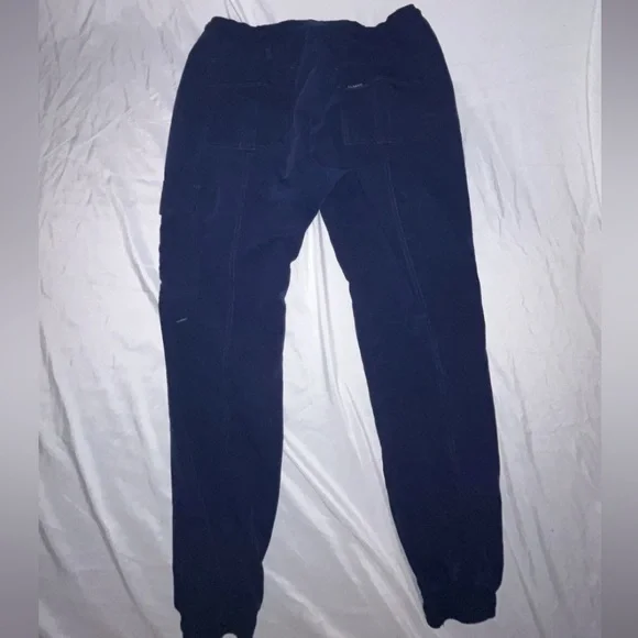 Jaanuu Men's Drawstring Jogger Navy Blue Pants Scrubs Zipper Clasp Pockets - Picture 4 of 9